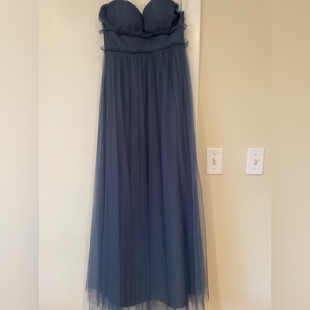 Dusty Blue Tulle- Sweetheart, A-line Bridesmaid dress, Revelry